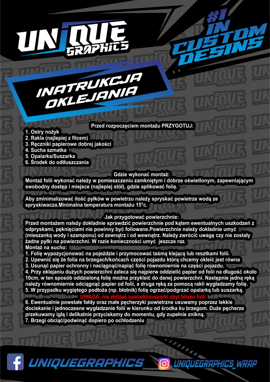 Szczegółowa instrukcja oklejania plastików motocyklowych - UniqueGraphics